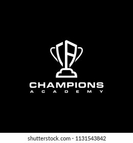 Illustration initials letter CA is incorporated with trophies for sports logo design