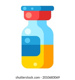 Illustration of injection ampoule. Health care and protection. Medical icon on white background.