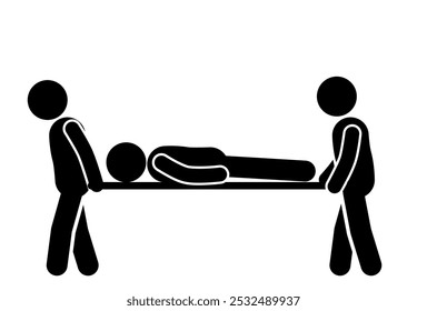 illustration of an injured person being carried on a stretcher