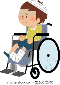 Illustration of an injured person sitting in a wheelchair
