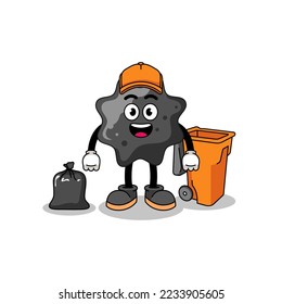 Illustration of ink cartoon as a garbage collector , character design