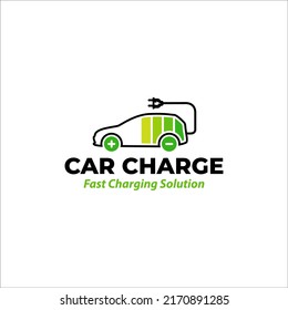 Illustration of innovation for auto fast charging solution logo design template