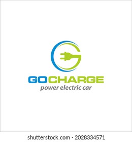Illustration of innovation for modern electric charging car logo design template