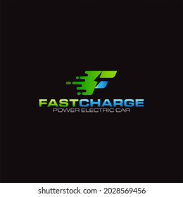 Illustration of innovation for modern electric charging car logo design template