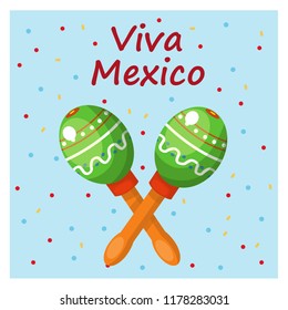 an illustration with the inscription viva of Mexico and maracas