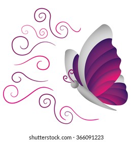 Illustration is an insect butterfly nature, lilac and gray. Ideal for educational and institutional materials