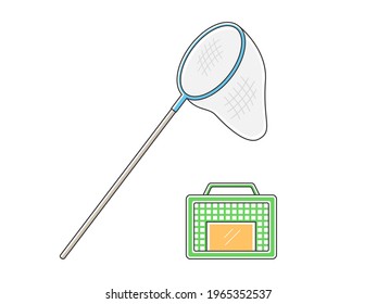 Illustration of insect net and basket.