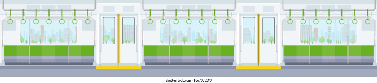 It is an illustration inside a train with nobody.horizontally long size.It's vector art so it's easy to edit.