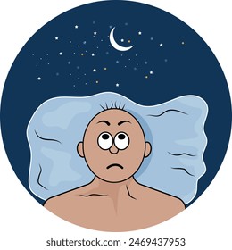 Illustration of Insomnia on White Background.