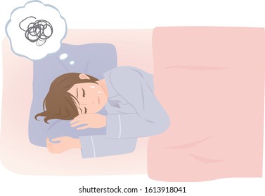 Illustration of an insomnia woman