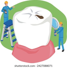 Illustration of inspection and treatment of cavities