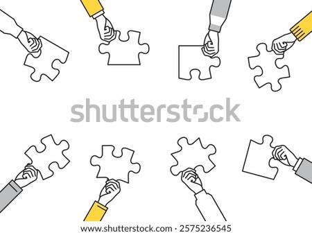 Illustration inspired by the collaboration. People holding puzzle written “skill”.