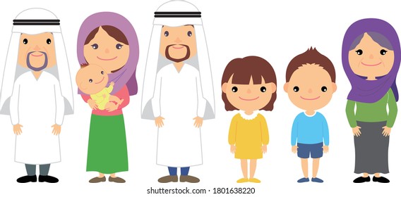 Illustration inspiriert von einer großen arabischen Familie