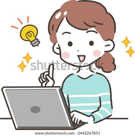 Illustration of an inspired woman using a computer