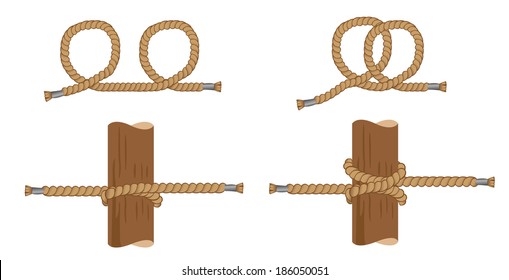 Illustration of with instruction making pig knot, sailor knot. Ideal for training and educational materials