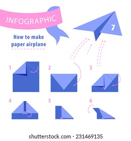 Illustration of Instructions to make paper airplane for your design