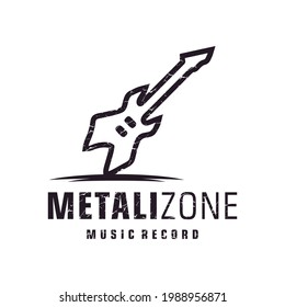 Illustration instrument guitar heavy metal logo vector, for music audio recording sound musical rock and festival