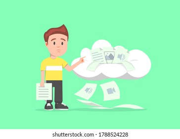 Ilustración de almacenamiento en la nube insuficiente para guardar archivos