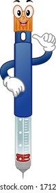 Illustration of an Insulin Pen Mascot Showing an Okay Sign