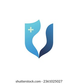 Illustration of Insurance Logo with Initial U and Cross Sign. It's suitable for Insurance Company, etc.