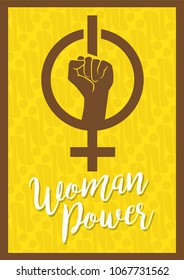 An illustration of integrated woman and power symbol 