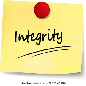 illustration of integrity yellow paper design note