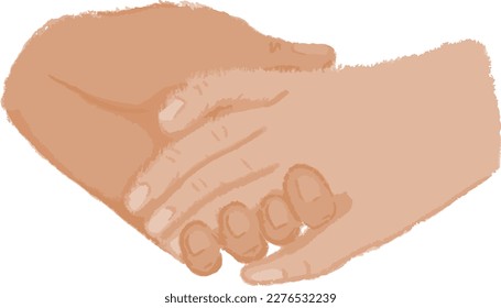 Ilustración de la interacción tomándose de la mano. apoyo y amor