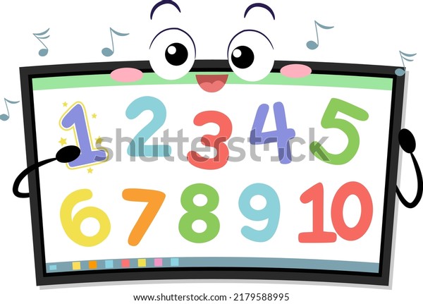 Illustration of Interactive Television Mascot with\
Singing Number Nursery\
Rhymes