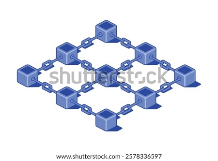 Illustration of interconnected blocks forming a chain, representing conceptual blockchain technology. Modern digital art with a sleek and abstract design.