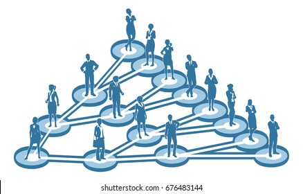 An illustration of interconnected linked business people. A  viral marketing or social networking concept