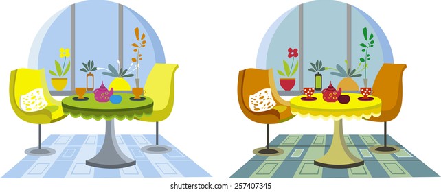 illustration of interior cafe