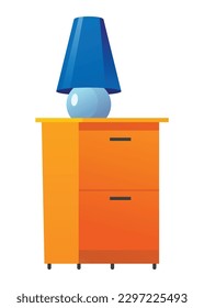 Illustration of interior design element, bedside table with table vase. Vector illustration. Modern design for use in the design of brochures, flyers or advertisements