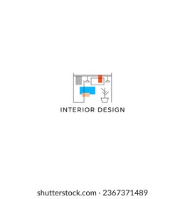 ILLUSTRATION INTERIOR DESIGN HOME.MODERN HOUSE. RESENTIAL BUILDING SIMPLE MINIMALIST LOGO ICON DESIGN VECTOR. GOOD FOR REAL ESTATE, PROPERTY INSDUSTRY