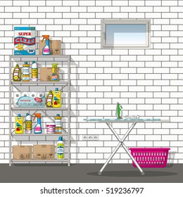 Illustration of interior equipment of a basement