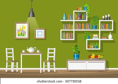 Illustration of interior equipment of a modern dining room