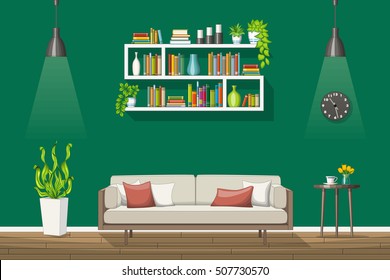 Illustration of interior equipment of a modern living room