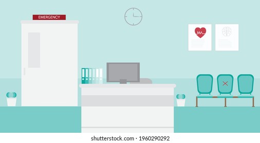 illustration of the interior of a hospital  , Emergency room  in a hospital or clinic.
