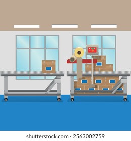 Illustration of an internal factory environment, production line. Ideal for catalogs, newsletters and institutional material