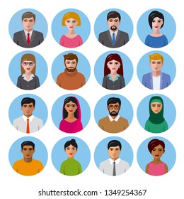 illustration of international avatars icons for social media