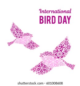 Illustration for International Bird Day. Space for text