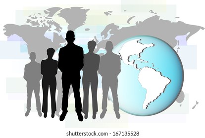 Illustration of international business people with earth. Elements of this image are furnished by NASA