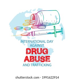  Illustration of International Day against Drug Abuse and illicit trafficking poster and banner design