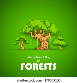 illustration of International Day of Forest with green tree