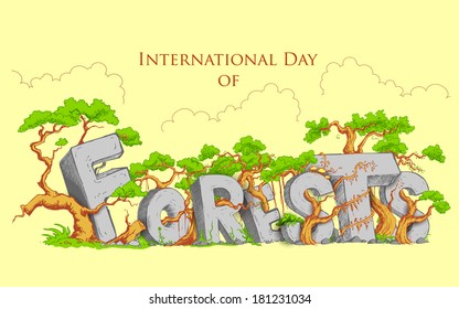 illustration of International Day of Forest with green tree