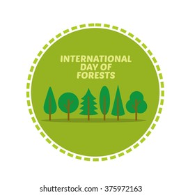 illustration of International Day of Forest with green tree. Flat Style Design