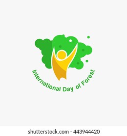 illustration of International Day of Forest with green tree. 