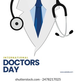 Illustration for International Doctor's Day on July 1, 2024. Celebrating Doctor's Day spirit of doctors who have saved the world. An easily editable International Doctor's Day post for social media de