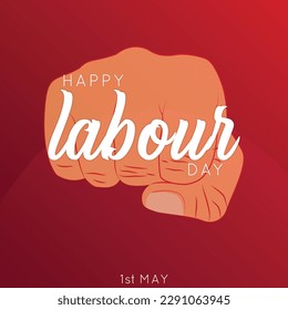 Illustration for International Happy Labour Day in 1st May with typography.