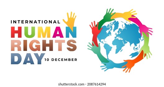 illustration of International human rights day awareness months vector design, 10 December illustration with globe and hands. for poster, flyer, banner, and symbol of humanity and life