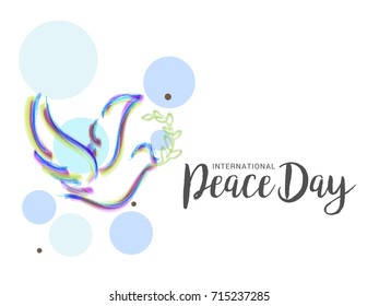 Illustration Of International Peace Day With Line Art Dove.Poster Or Banner Template Design.